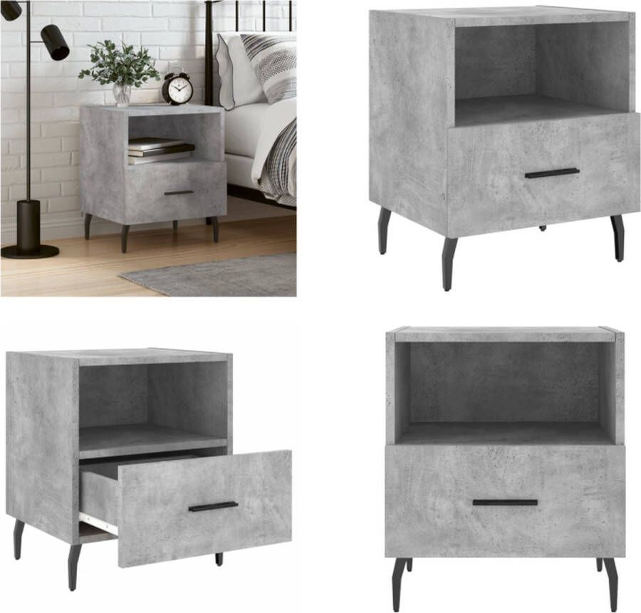 VidaXL -Nachtkastje-40x35x47 5-cm-bewerkt-hout-betongrijs - Foto 2