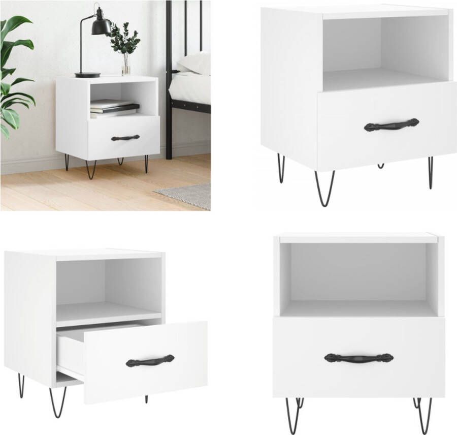 VidaXL -Nachtkastje-40x35x47 5-cm-bewerkt-hout-wit - Foto 4