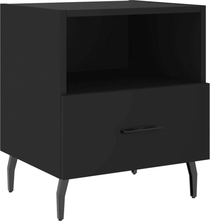 VidaXL -Nachtkastje-40x35x47 5-cm-bewerkt-hout-zwart - Foto 1