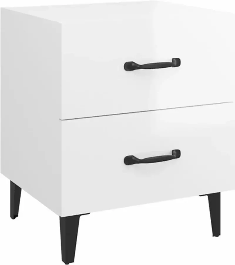VidaXL -Nachtkastje-40x35x47-cm-hoogglans-wit - Foto 2