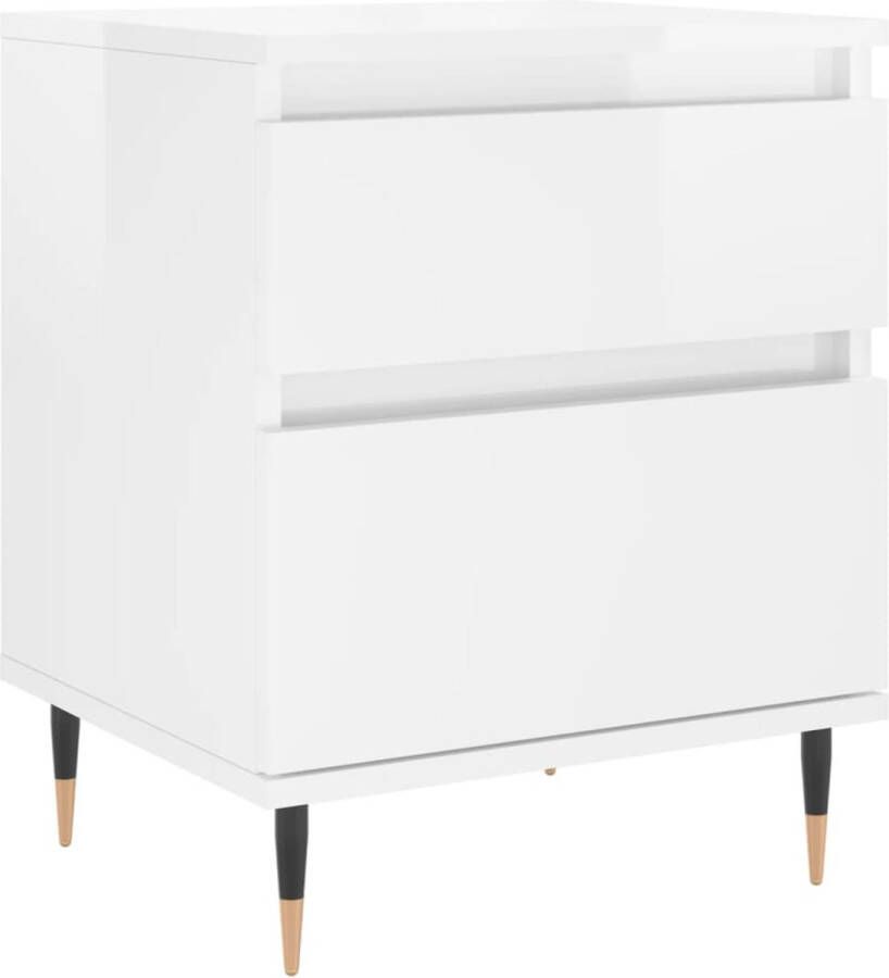 VidaXL -Nachtkastje-40x35x50-cm-bewerkt-hout-hoogglans-wit - Foto 4