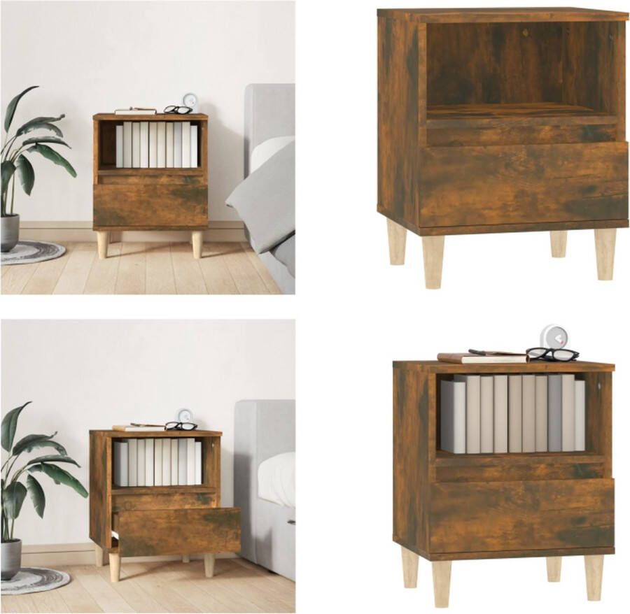 VidaXL Nachtkastje 40x35x50 cm gerookt eikenkleurig Nachtkastje Nachtkastjes Bedtafel Bedtafels