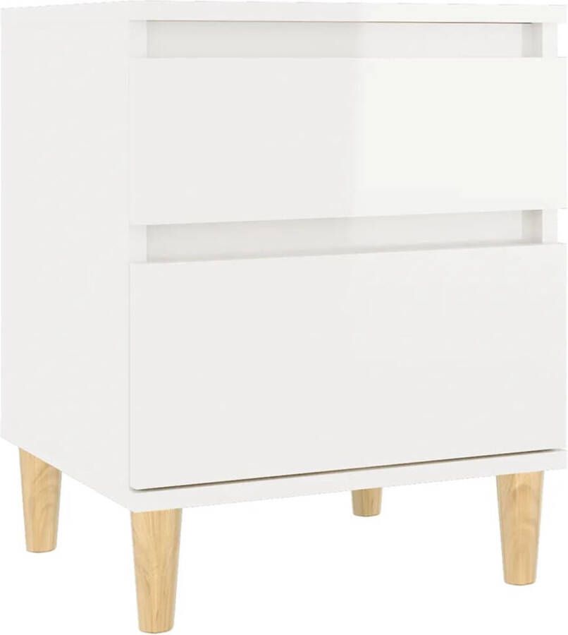 VidaXL Nachtkastje Hoogglans Wit 40x35x50 cm Nachtkastje Bedkastje Slaapkamermeubels Houten Kast Witte Meubelen Scandinavische Stijl Basic Meubilair Opbergruimte Decoratief Item Living Room Furniture Bedroom Furniture - Foto 2
