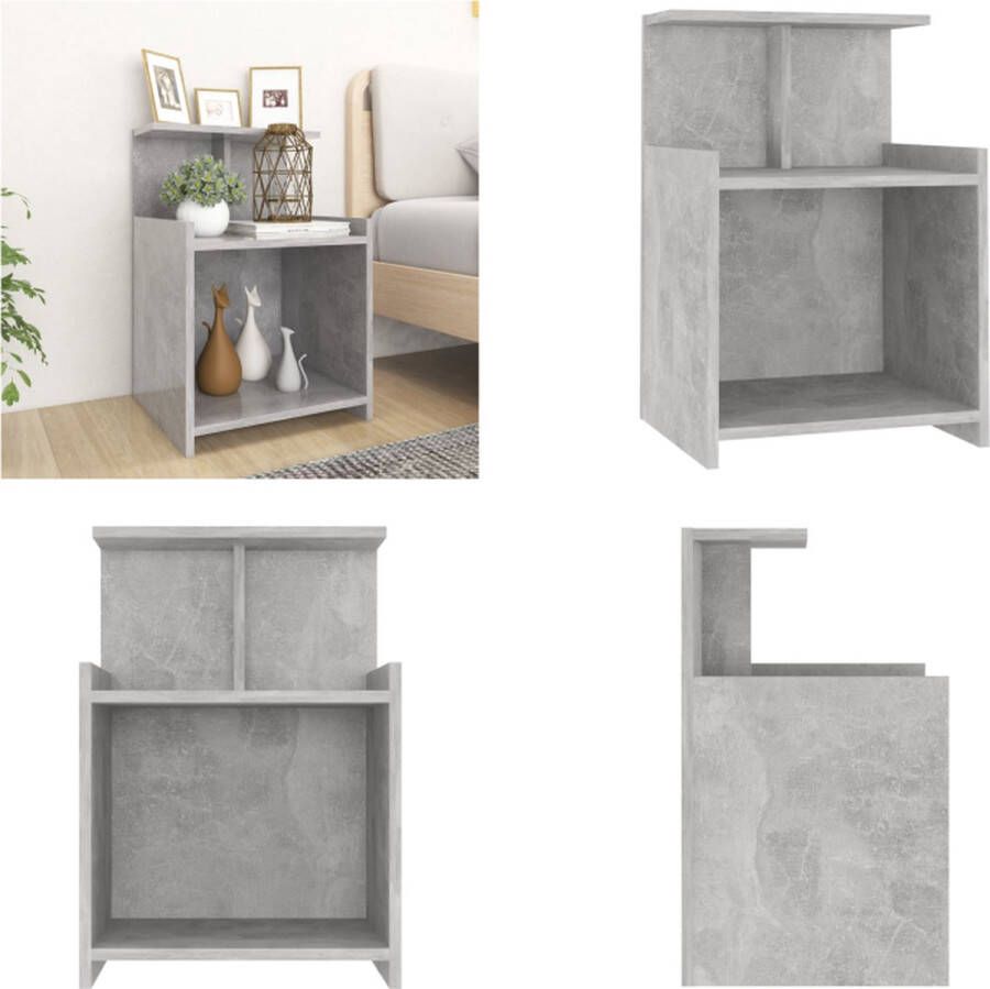 VidaXL Nachtkastje 40x35x60 cm bewerkt hout betongrijs Nachtkast Nachtkastje Nachtkastjes Bedkast