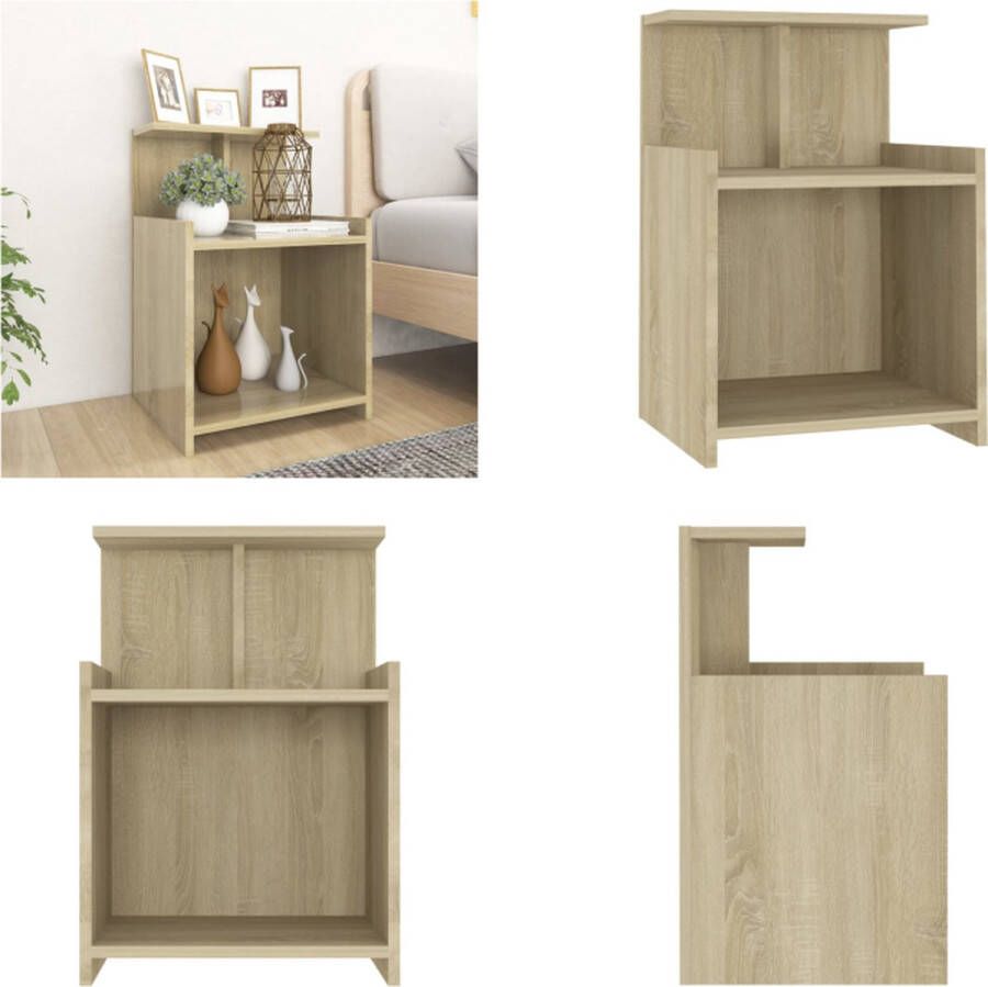 VidaXL Nachtkastje 40x35x60 cm bewerkt hout sonoma eikenkleurig Nachtkast Nachtkastje Nachtkastjes Bedkast