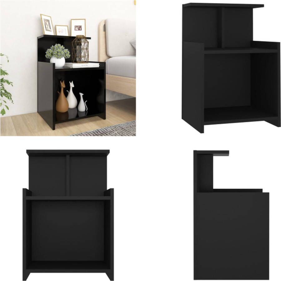 VidaXL Nachtkastje 40x35x60 cm bewerkt hout zwart Nachtkast Nachtkastje Nachtkastjes Bedkast