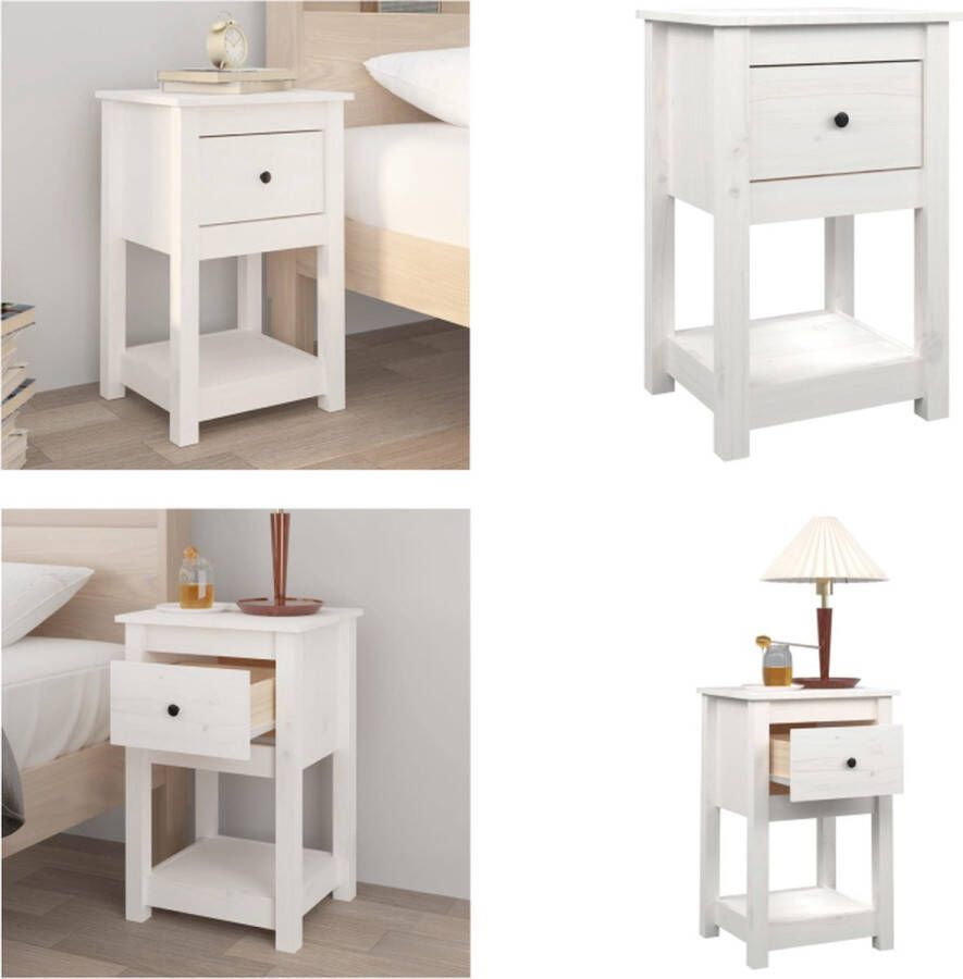 VidaXL -Nachtkastje-40x35x61 5-cm-massief-grenenhout-wit