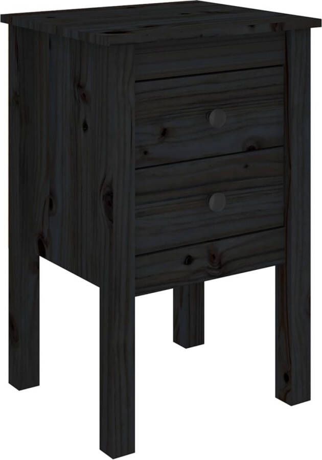 VidaXL -Nachtkastje-40x35x61 5-cm-massief-grenenhout-zwart - Foto 3