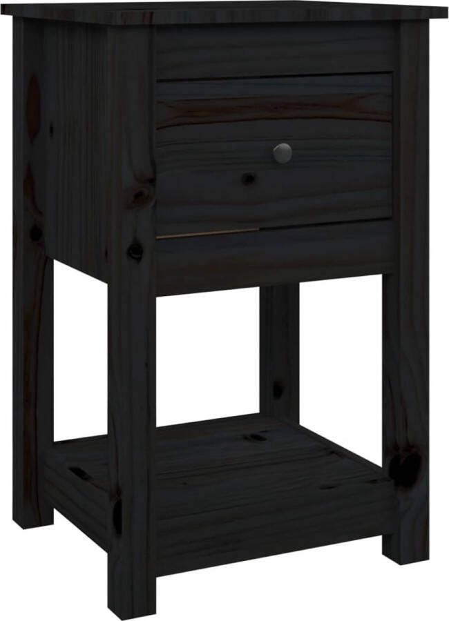 VidaXL -Nachtkastje-40x35x61 5-cm-massief-grenenhout-zwart - Foto 3