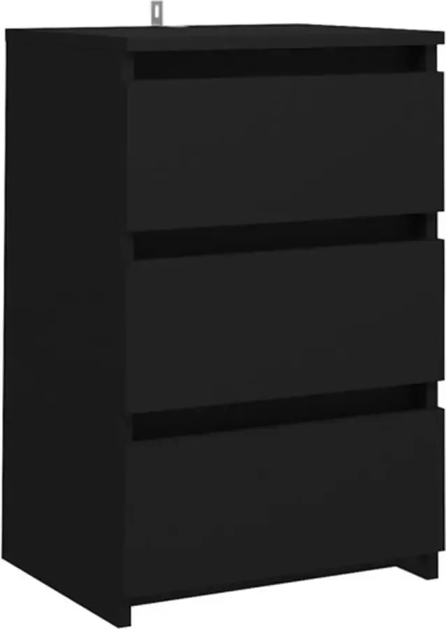 VidaXL Prolenta Premium Nachtkastje 40x35x62 5 cm spaanplaat zwart - Foto 3