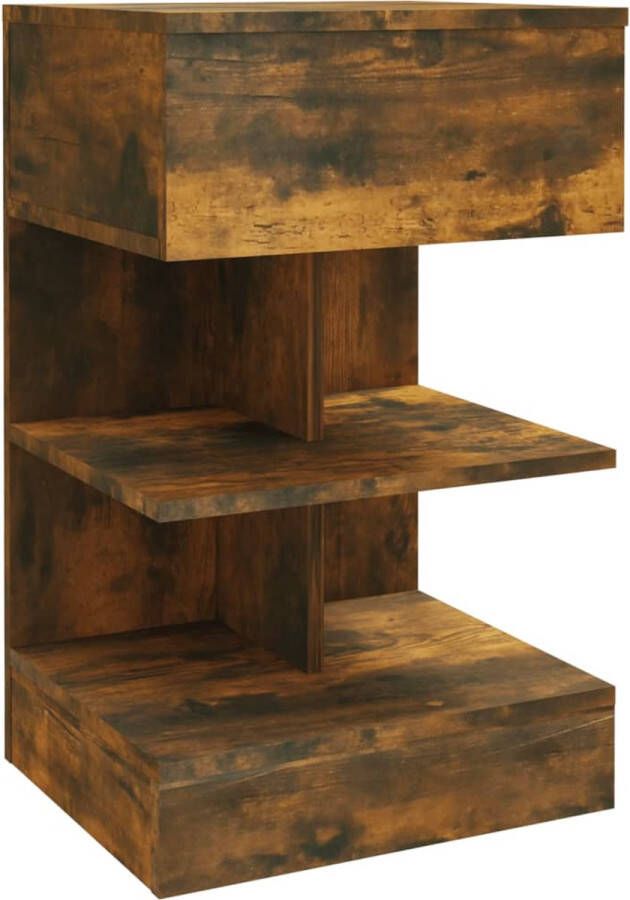 VidaXL Nachtkastje 40x35x65 cm Gerookt Eiken Nachtkaste Nachtkastje Kamermeubel Slaapkamers Hout Meubel Gerookte Eiken Bewerkt Hout