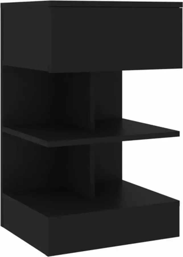 VidaXL -Nachtkastje-40x35x65-cm-bewerkt-hout-zwart - Foto 3