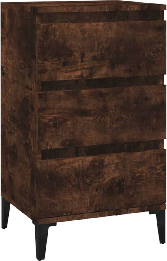 VidaXL Nachtkastje 40x35x70 cm Gerookt eiken Nachtkastje Industrieel Design Houten Kast Bruine Kleur Bergruimte Slaapkamermeubel Bijzettafel