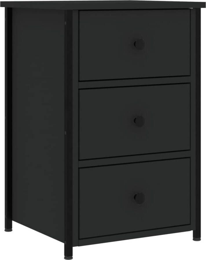VidaXL -Nachtkastje-40x36x60-cm-bewerkt-hout-zwart - Foto 1