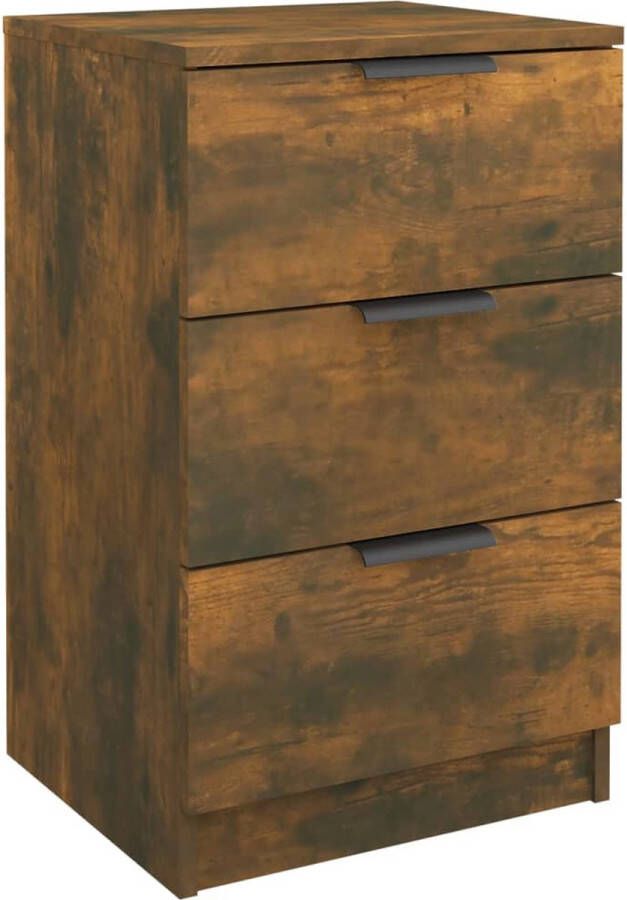 VidaXL Nachtkastje Gerookt Eiken 40x36x65 cm Nachtkastje Kastje Slaapkamermeubel Houten Meubel Designmeubel Bergruimte Lade Nachtlampje Kamerdecoratie