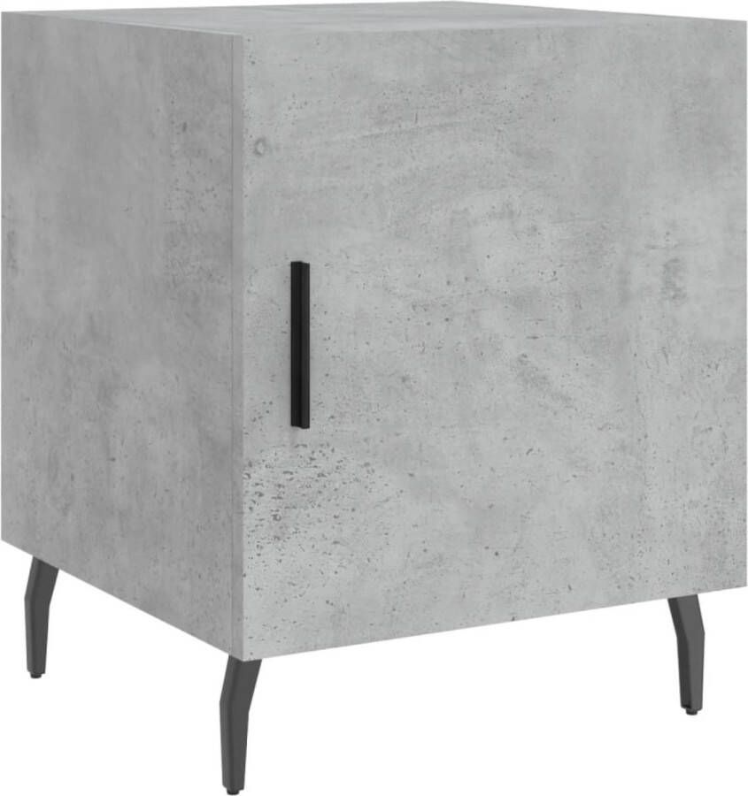 The Living Store Nachtkastje Betongrijs Bewerkt Hout 40x40x50 cm Opbergruimte Displayfunctie Metalen voeten Praktische deur Nachtkast Nachtkastje Beton Grijs Houten Nachtkast Bergruimte - Foto 2