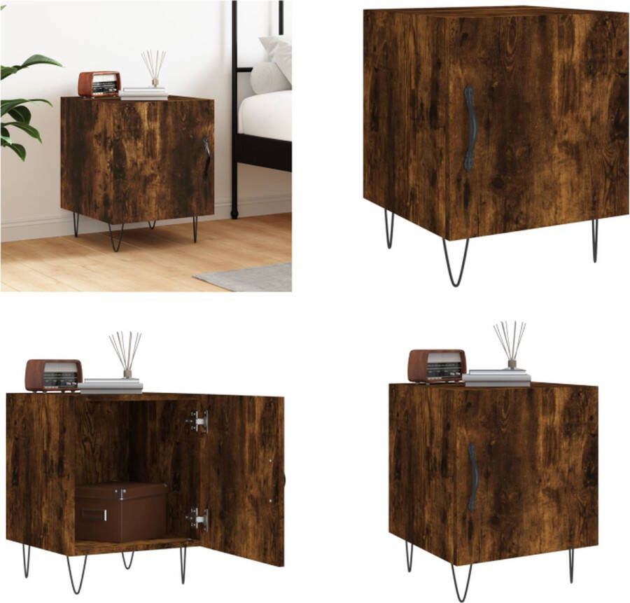 VidaXL Nachtkastje 40x40x50 cm bewerkt hout gerookt eikenkleurig Nachtkastje Nachtkastjes Bijzettafel Wandkastje - Foto 3