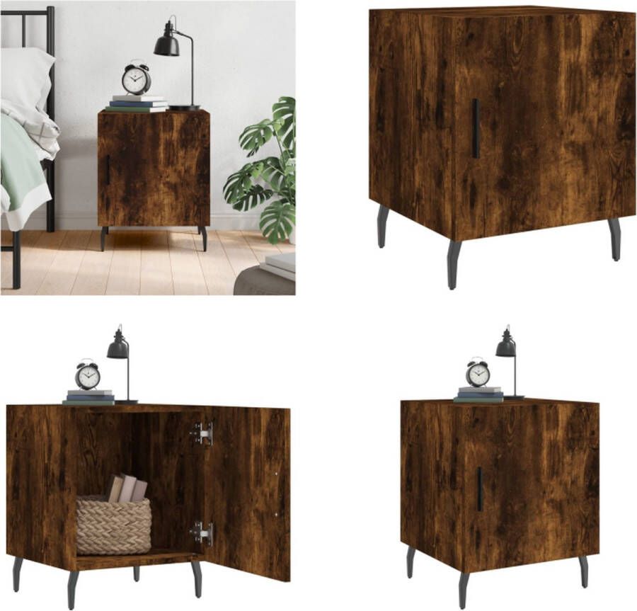 VidaXL Nachtkastje 40x40x50 cm bewerkt hout gerookt eikenkleurig Nachtkastje Nachtkastjes Bijzettafel Wandkastje - Foto 2