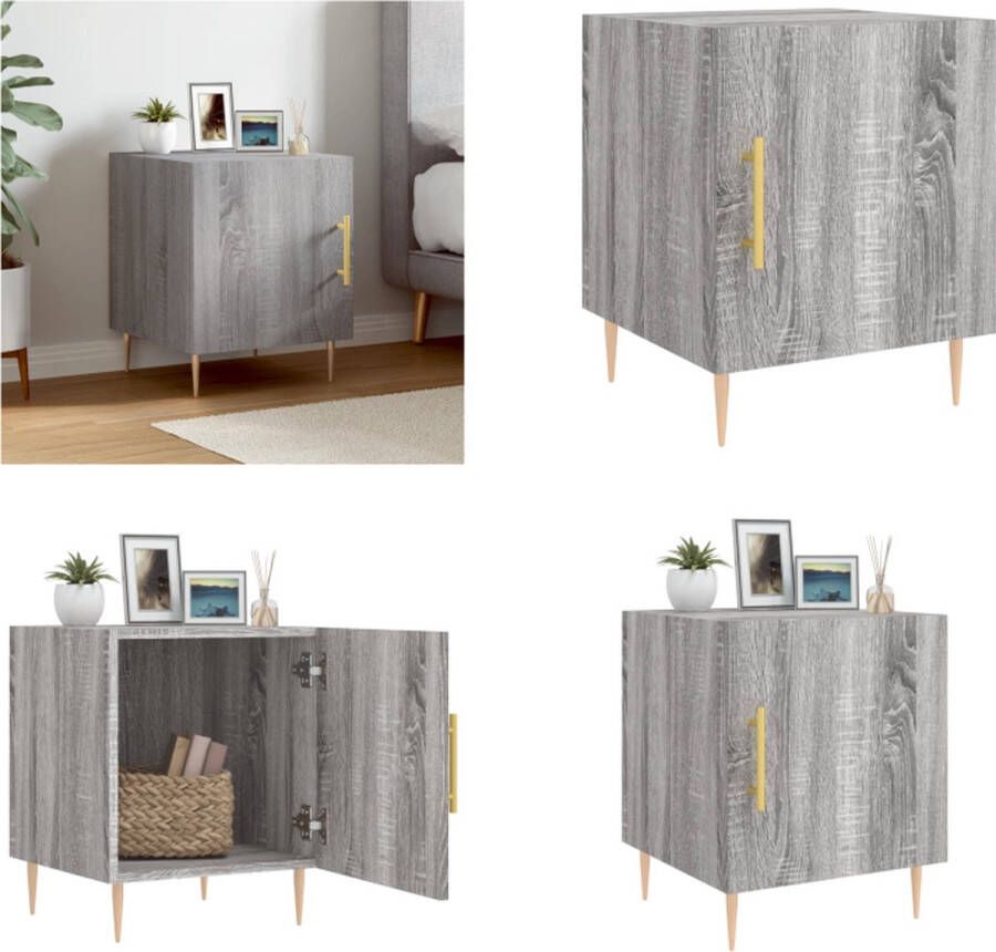 VidaXL Nachtkastje 40x40x50 cm bewerkt hout grijs sonoma eikenkleurig Nachtkastje Nachtkastjes Bijzettafel Wandkastje - Foto 2