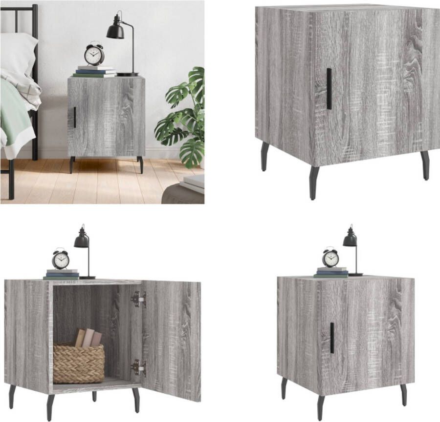 VidaXL -Nachtkastje-40x40x50-cm-bewerkt-hout-grijs-sonoma-eikenkleurig