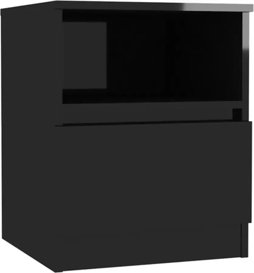 VIDAXL Nachtkastje 40x40x50 cm spaanplaat hoogglans zwart - Foto 2