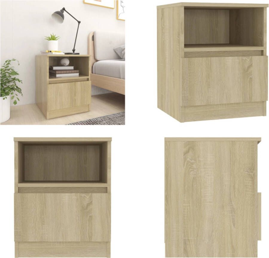 VidaXL Nachtkastje 40x40x50 cm bewerkt hout sonoma eikenkleurig Nachtkast Nachtkastje Nachtkastjes Bedkast