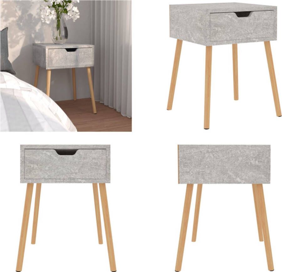 VidaXL Nachtkastje 40x40x56 cm bewerkt hout betongrijs Nachtkastje Nachtkastjes Nachtkast Nachtkasten