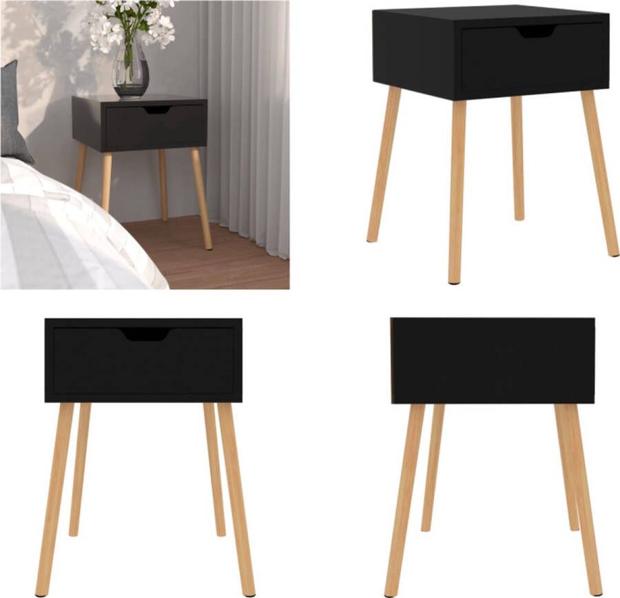 VidaXL Nachtkastje 40x40x56 cm bewerkt hout hoogglans zwart Nachtkastje Nachtkastjes Nachtkast Nachtkasten