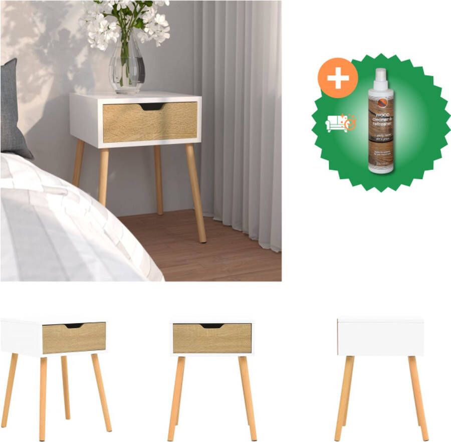 VidaXL Nachtkastje 40x40x56 cm spaanplaat wit en sonoma eikenkleurig Kast Inclusief Houtreiniger en verfrisser