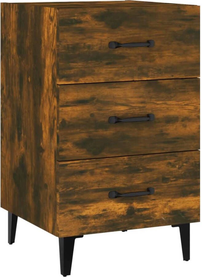 VidaXL -Nachtkastje-40x40x66-cm-bewerkt-hout-gerookt-eikenkleurig - Foto 2