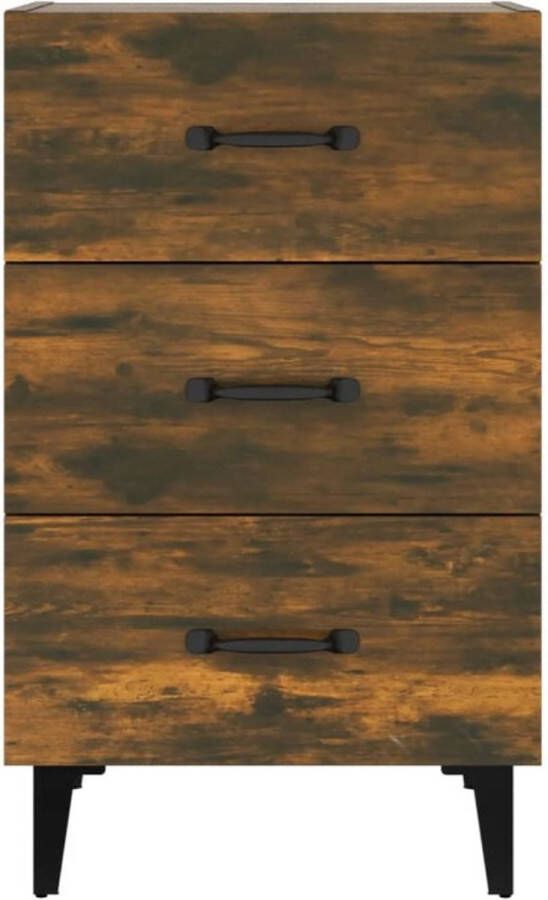 VidaXL -Nachtkastje-40x40x66-cm-bewerkt-hout-gerookt-eikenkleurig - Foto 3