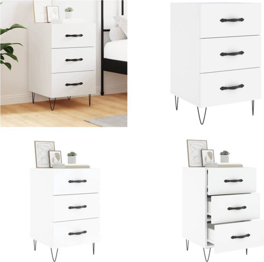 VidaXL -Nachtkastje-40x40x66-cm-bewerkt-hout-wit - Foto 5