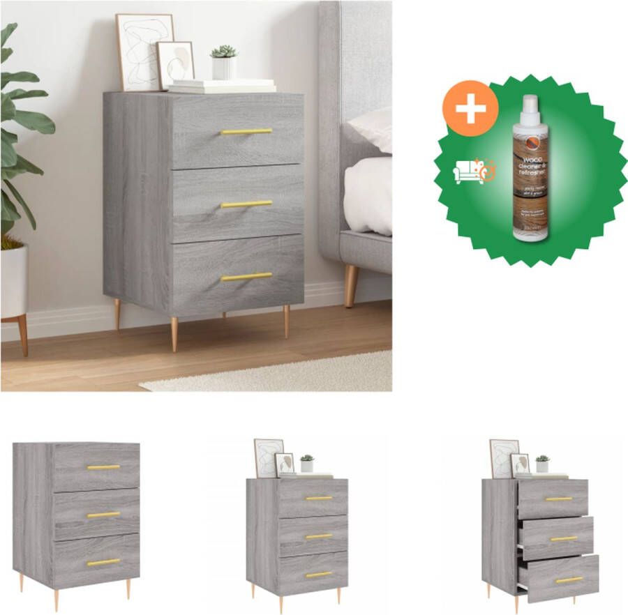 VidaXL Nachtkastje 40x40x66 cm Grijs Sonoma Eiken Kast Inclusief Houtreiniger en verfrisser
