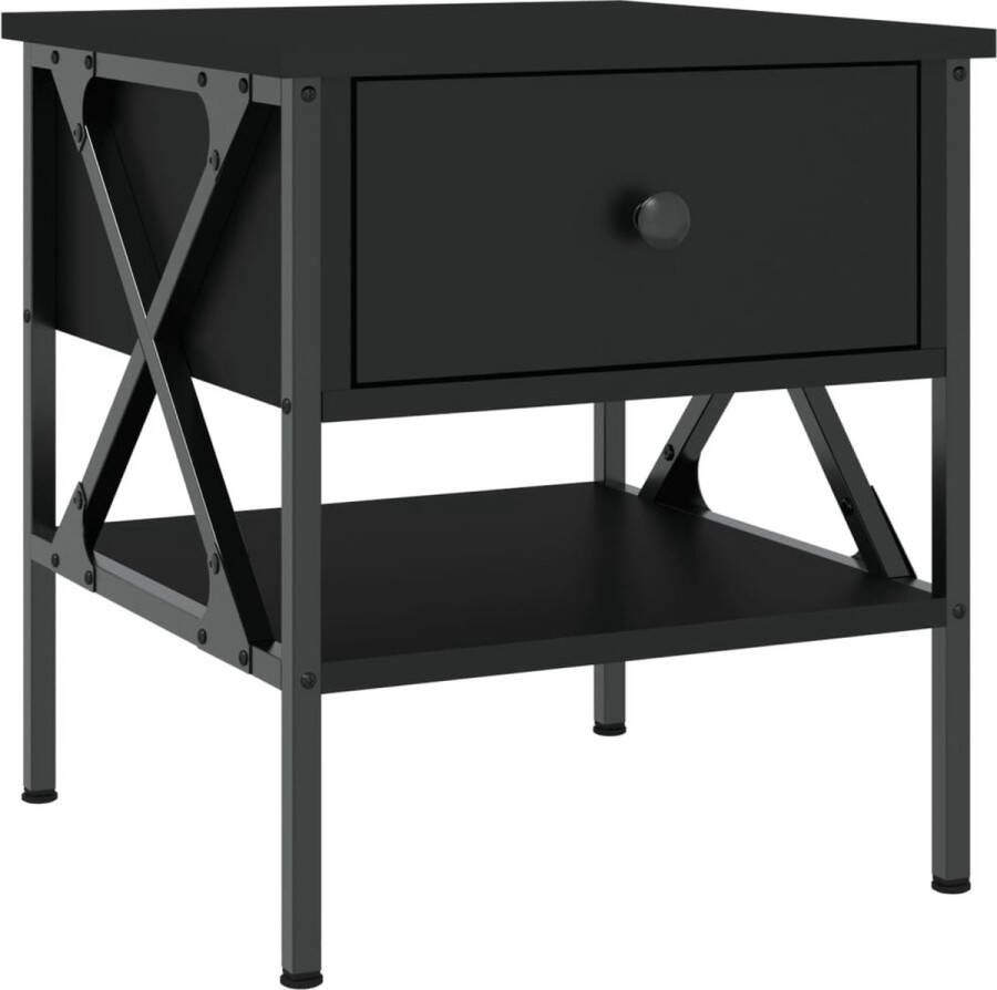 VidaXL -Nachtkastje-40x42x45-cm-bewerkt-hout-zwart