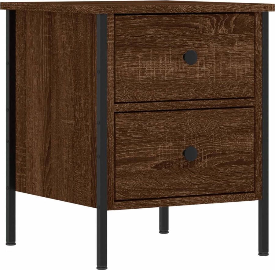 VidaXL Nachtkastje 40x42x50 cm Bruin Eikenhout Nachtkastje Industrieel Design Kast Slaapkamermeubels Houten Kast Bruine Kleur Bruineiken