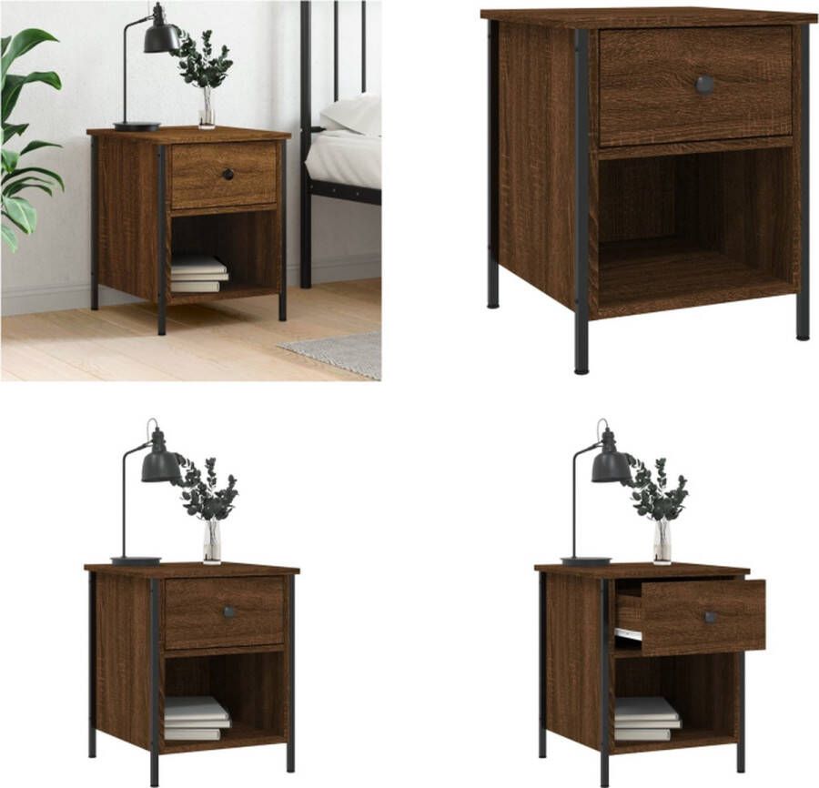 VidaXL Nachtkastje 40x42x50 cm bewerkt hout bruineikenkleurig Nachtkastje Nachtkastjes Kast Slaapkamermeubel