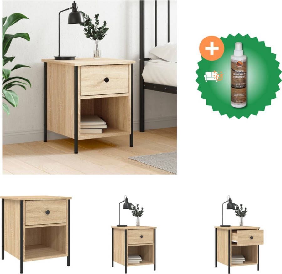 VidaXL Nachtkastje 40x42x50 cm bewerkt hout sonoma eikenkleurig Kast Inclusief Houtreiniger en verfrisser