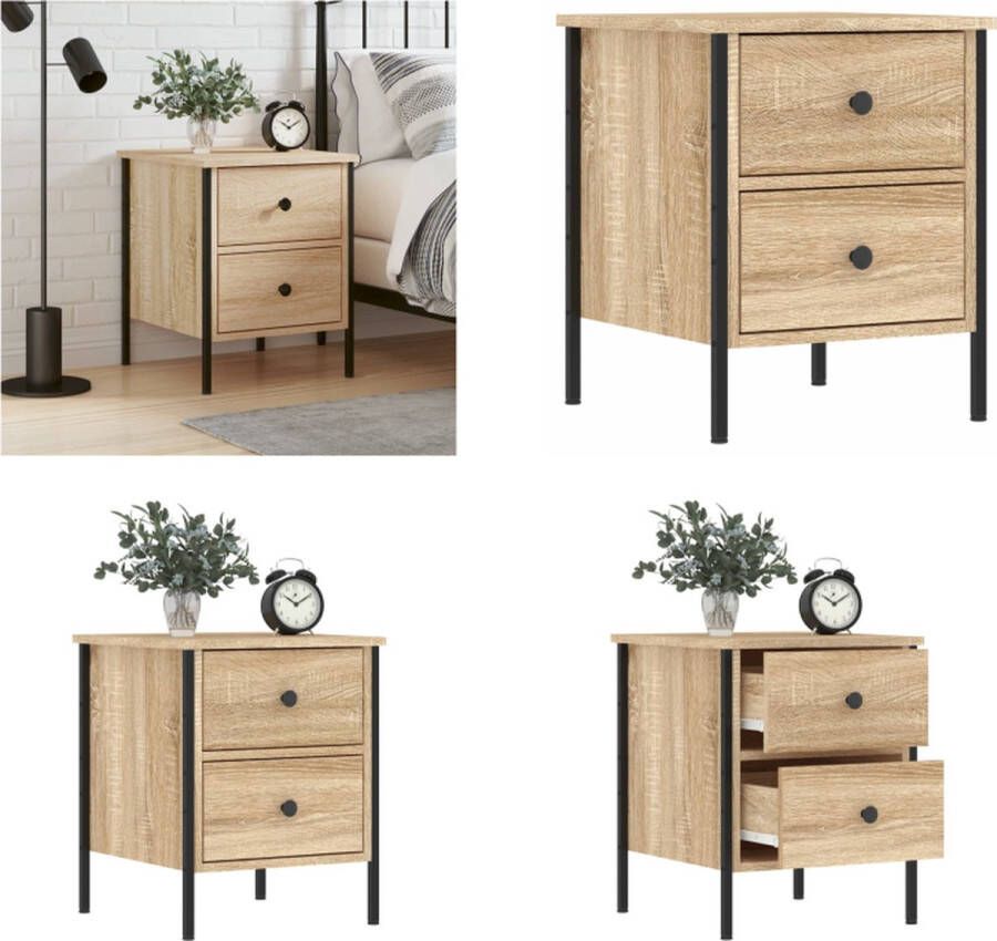 VidaXL Nachtkastje 40x42x50 cm bewerkt hout sonoma eikenkleurig Nachtkastje Nachtkastjes Kast Slaapkamermeubel