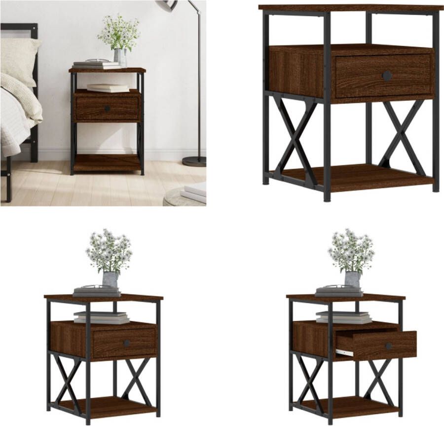 VidaXL -Nachtkastje-40x42x55-cm-bewerkt-hout-bruineikenkleurig