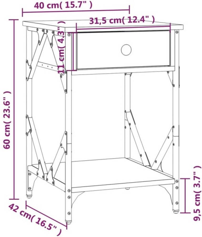 VidaXL -Nachtkastje-40x42x60-cm-bewerkt-hout-grijs-sonoma-eikenkleurig - Foto 3