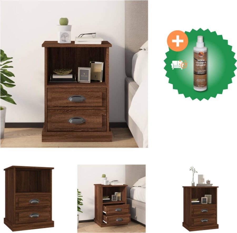 VidaXL Nachtkastje 43x36x60 cm bruineikenkleurig Kast Inclusief Houtreiniger en verfrisser