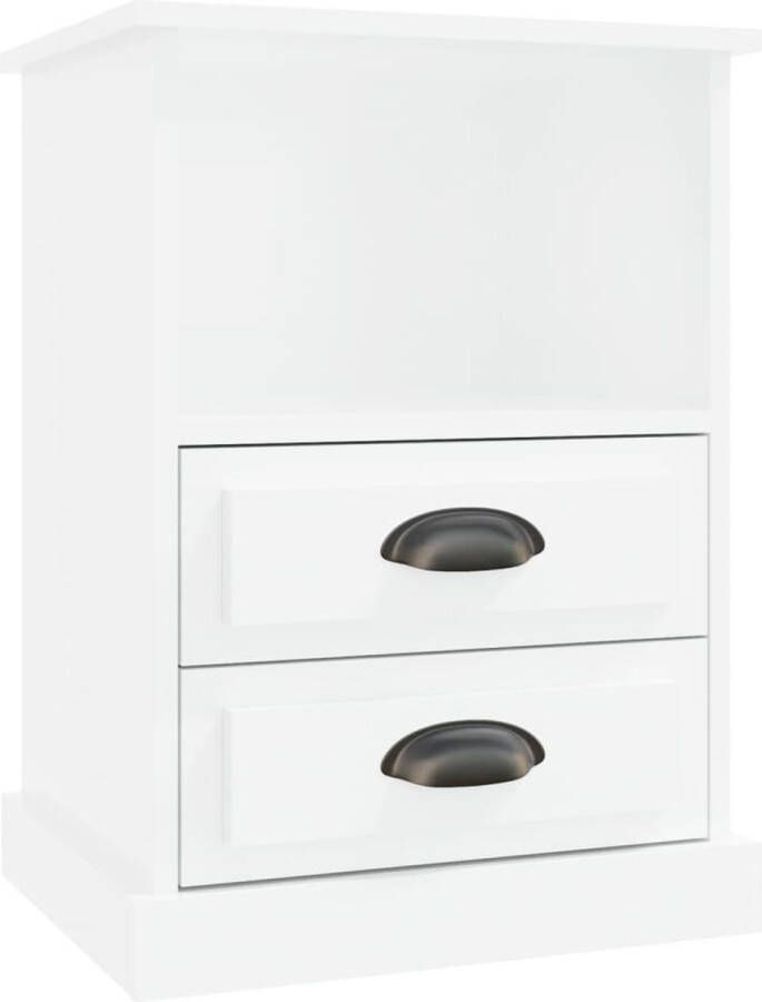 VidaXL Nachtkastje Hoogglans Wit 43x36x60 cm Nachtkastje Kast Slaapkamermeubel Houten Meubel Witte Meubel Modern Nachtlampje Decoratief Item Opslagvakken Stijlvol Meubel Compact Meubel Living Accessoires