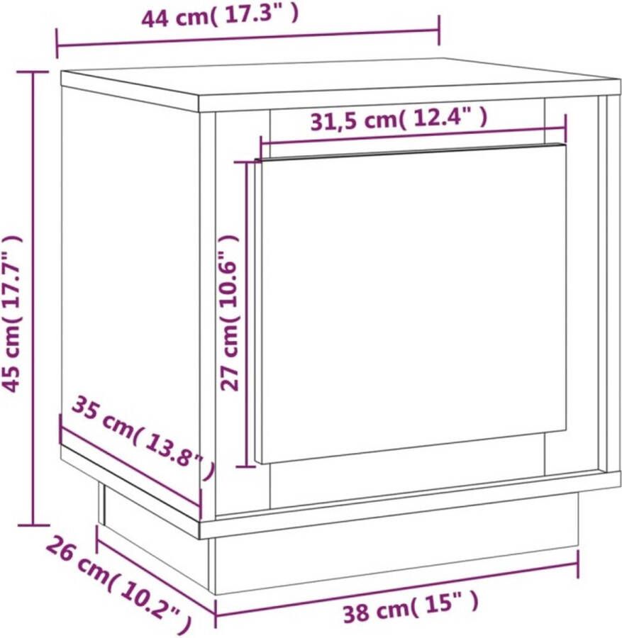 VidaXL -Nachtkastje-44x35x45-cm-bewerkt-hout-gerookt-eikenkleurig - Foto 3