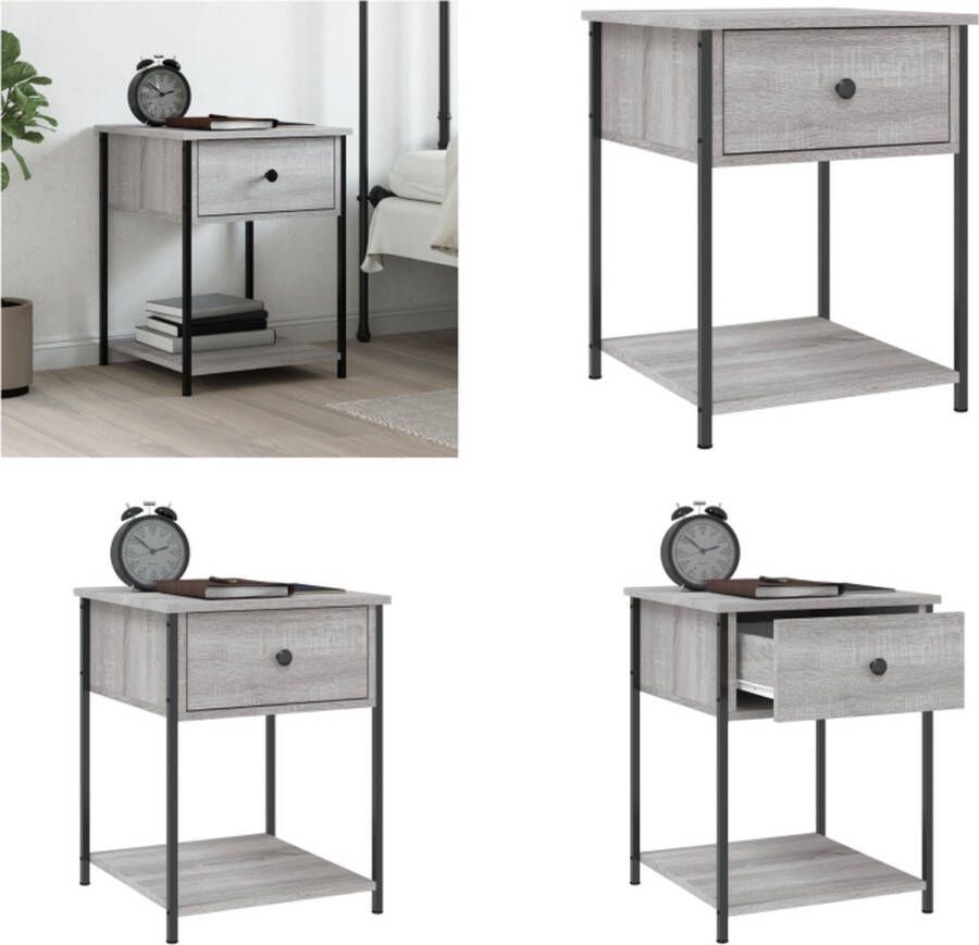 VidaXL -Nachtkastje-44x45x58-cm-bewerkt-hout-grijs-sonoma-eikenkleurig