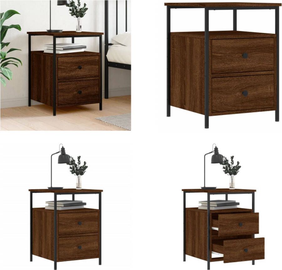 VidaXL -Nachtkastje-44x45x60-cm-bewerkt-hout-bruineikenkleurig