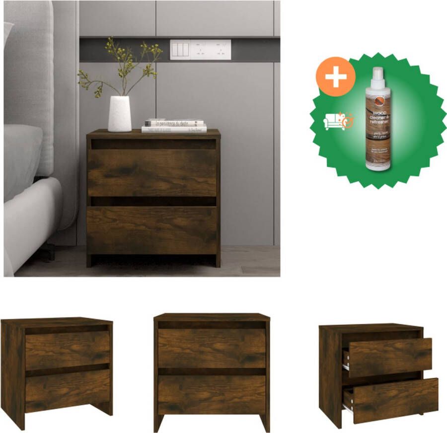VidaXL Nachtkastje Bedkastje Gerookt eiken 45 x 34 x 44.5 cm 1 Deur Kast Inclusief Houtreiniger en verfrisser