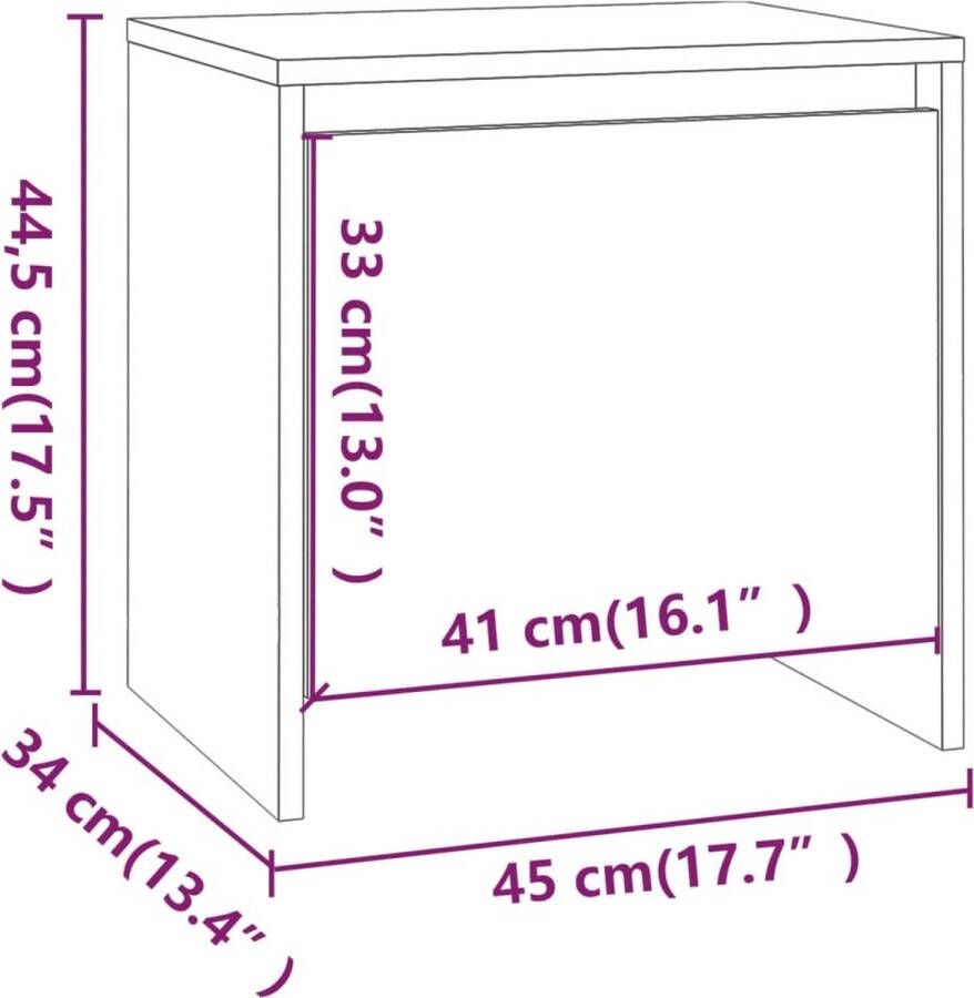 VidaXL -Nachtkastje-45x34x44 5-cm-bewerkt-hout-hoogglans-wit - Foto 2