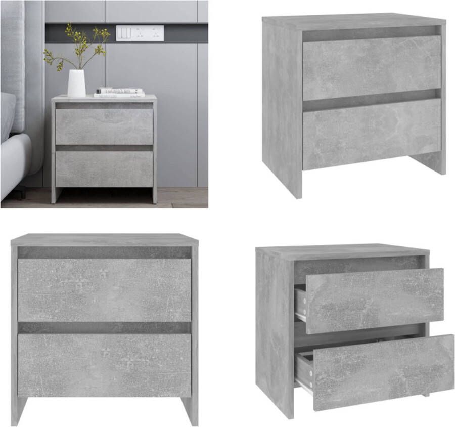 VidaXL Nachtkastje 45x34-5x44-5x cm spaanplaat betongrijs Nachtkastje Nachtkastjes Kastje Bedkastje