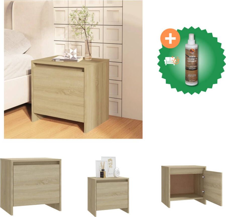 VidaXL Nachtkastje 45x34x44-5 cm spaanplaat sonoma eikenkleurig Kast Inclusief Houtreiniger en verfrisser