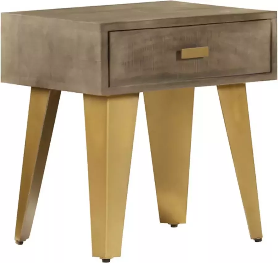 VidaXL Nachtkastje 45x35x48 cm massief mangohout en gietijzer